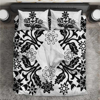 Cook Islands Tivaevae Quilt Bedding Set White Marble - Polynesian Pride