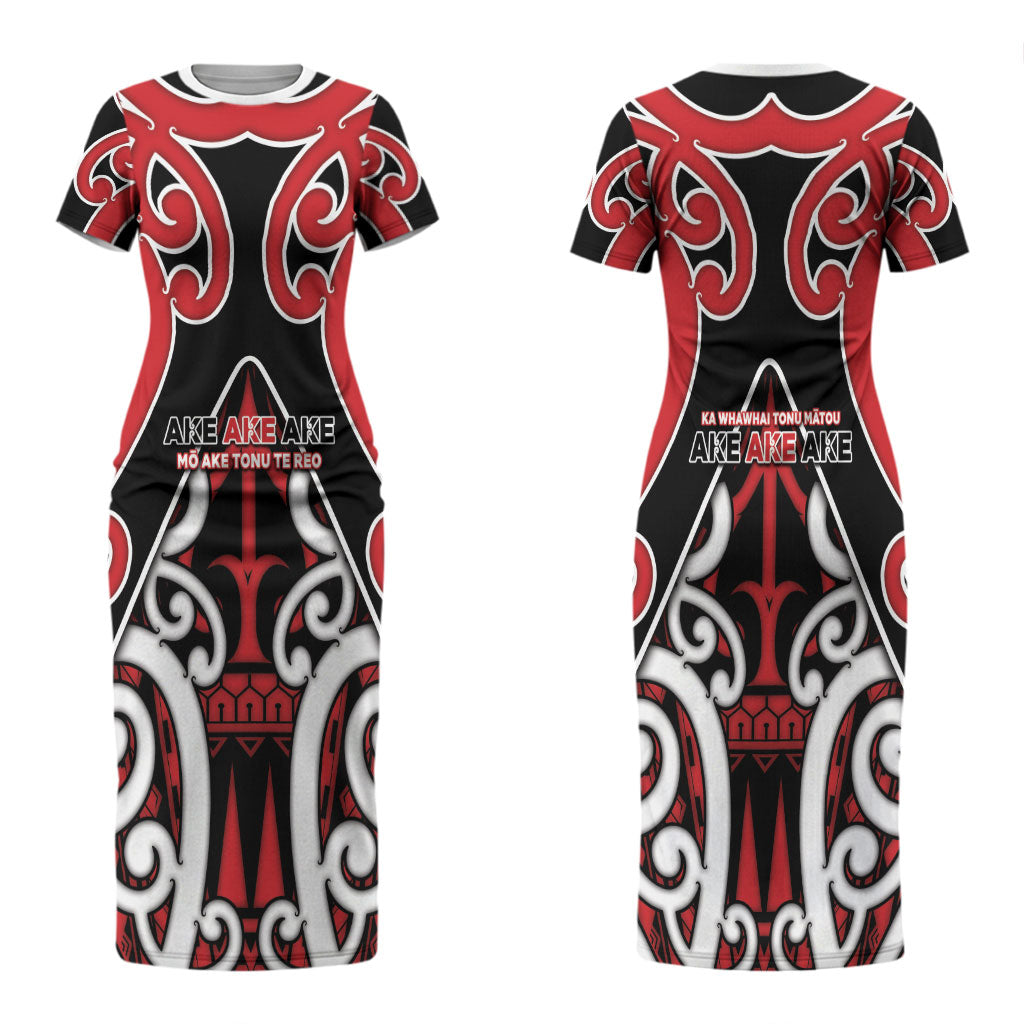 New Zealand Maori Language Week Couples Matching Short Sleeve Bodycon Dress and Hawaiian Shirt Mo Ake Tonu Te Reo