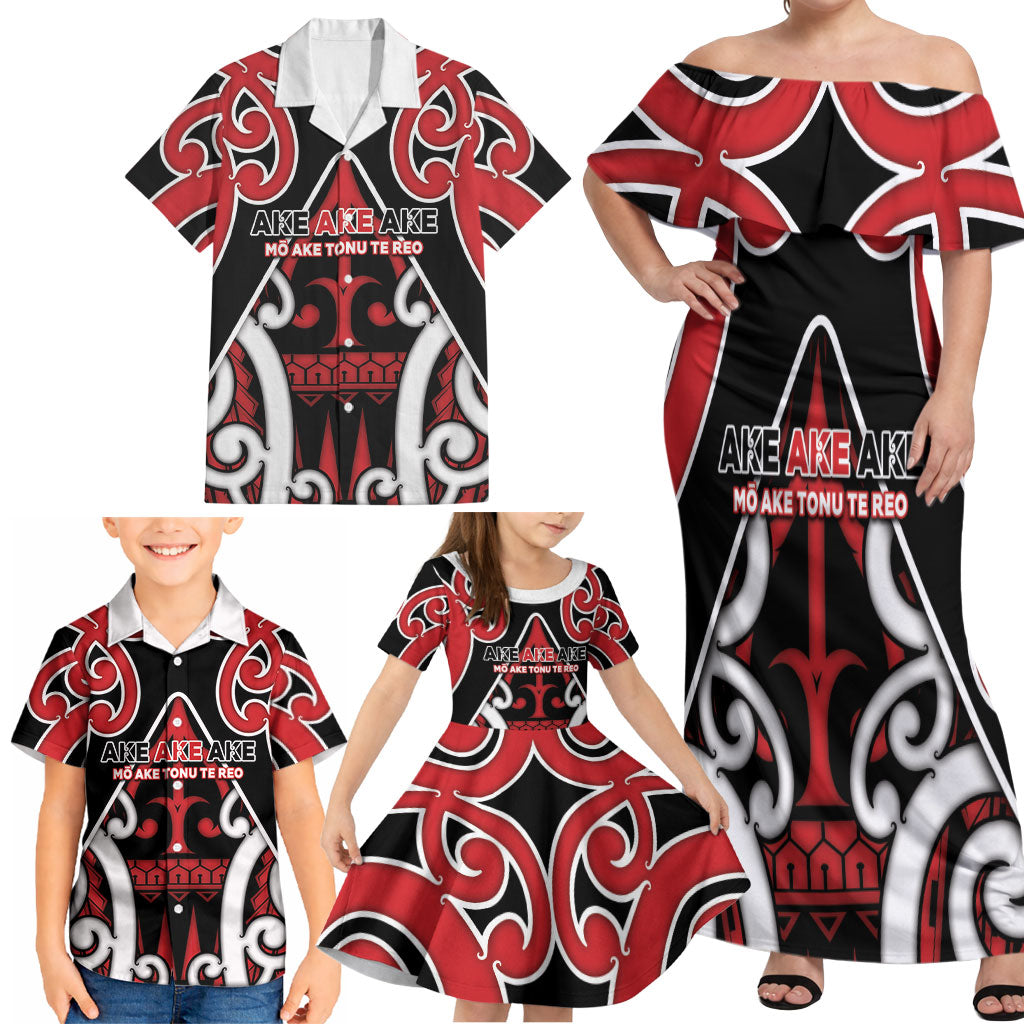 New Zealand Maori Language Week Family Matching Off Shoulder Maxi Dress and Hawaiian Shirt Mo Ake Tonu Te Reo LT05 - Polynesian Pride