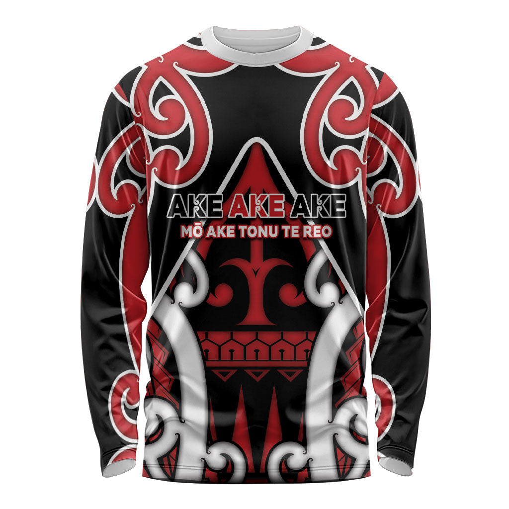 New Zealand Maori Language Week Long Sleeve Shirt Mo Ake Tonu Te Reo LT05 Unisex Black - Polynesian Pride