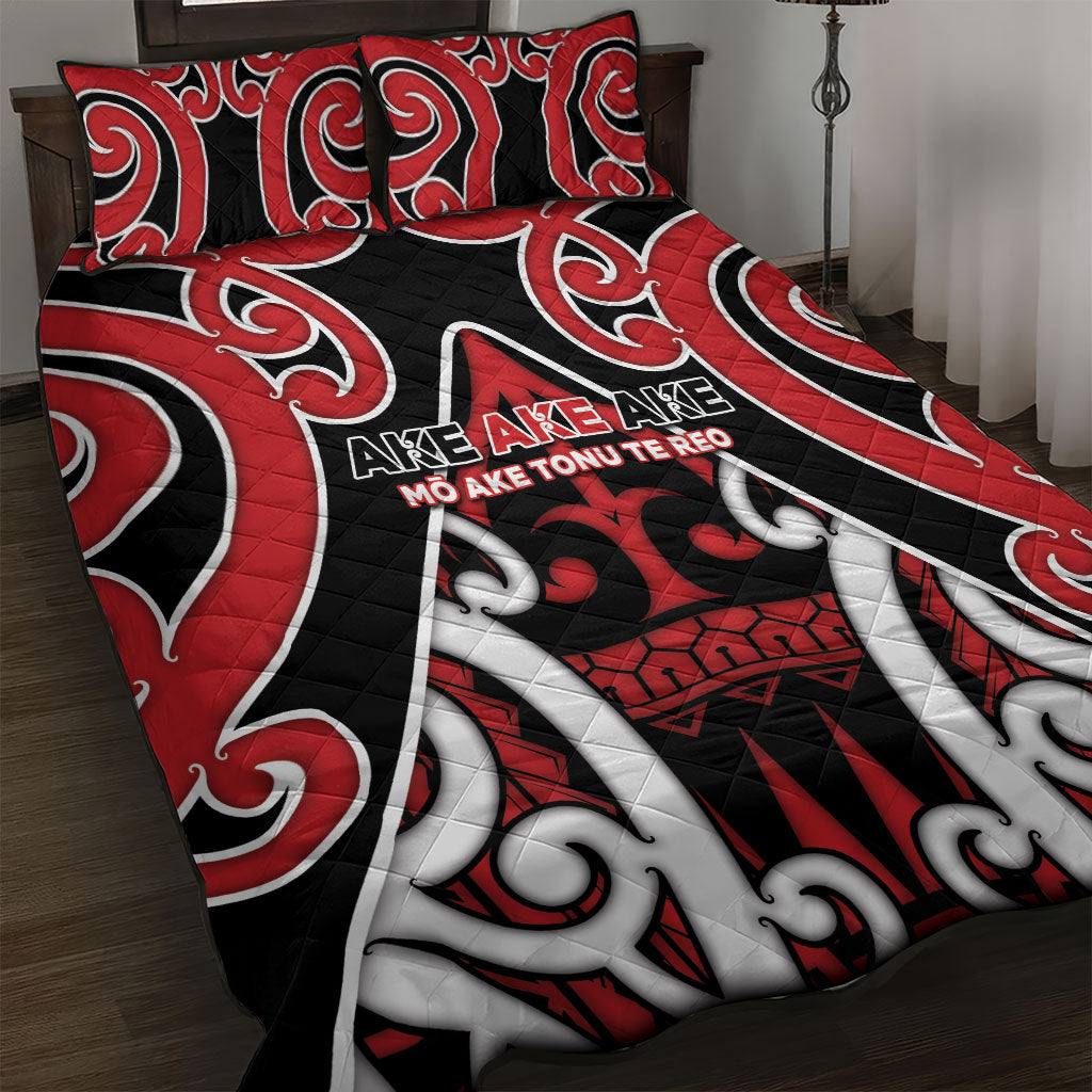 New Zealand Maori Language Week Quilt Bed Set Mo Ake Tonu Te Reo LT05 Black - Polynesian Pride