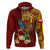 Personalized Tonga Eua Hoodie Maroon Shining Parrot Coat Of Arms With Ngatu Pattern LT05 Red - Polynesian Pride