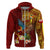 Personalized Tonga Eua Hoodie Maroon Shining Parrot Coat Of Arms With Ngatu Pattern LT05 - Polynesian Pride