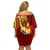 Personalized Tonga Eua Off Shoulder Short Dress Maroon Shining Parrot Coat Of Arms With Ngatu Pattern LT05 - Polynesian Pride