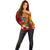 Personalized Tonga Eua Off Shoulder Sweater Maroon Shining Parrot Coat Of Arms With Ngatu Pattern LT05 - Polynesian Pride