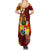 Personalized Tonga Eua Summer Maxi Dress Maroon Shining Parrot Coat Of Arms With Ngatu Pattern LT05 - Polynesian Pride