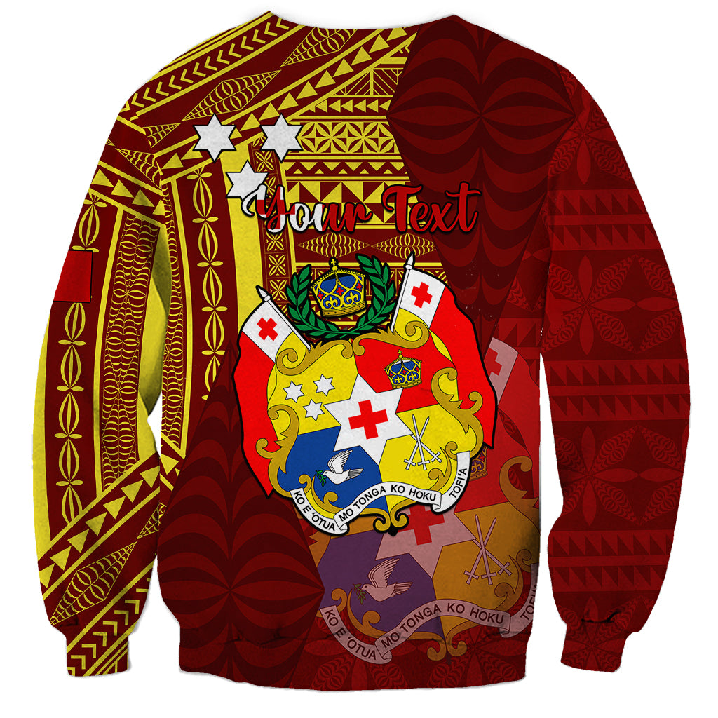 Personalized Tonga Eua Sweatshirt Maroon Shining Parrot Coat Of Arms With Ngatu Pattern LT05 - Polynesian Pride