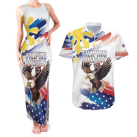Filipino American History Month Couples Matching Tank Maxi Dress and Hawaiian Shirt Bald Eagle Tarsier Together LT05 White - Polynesian Pride