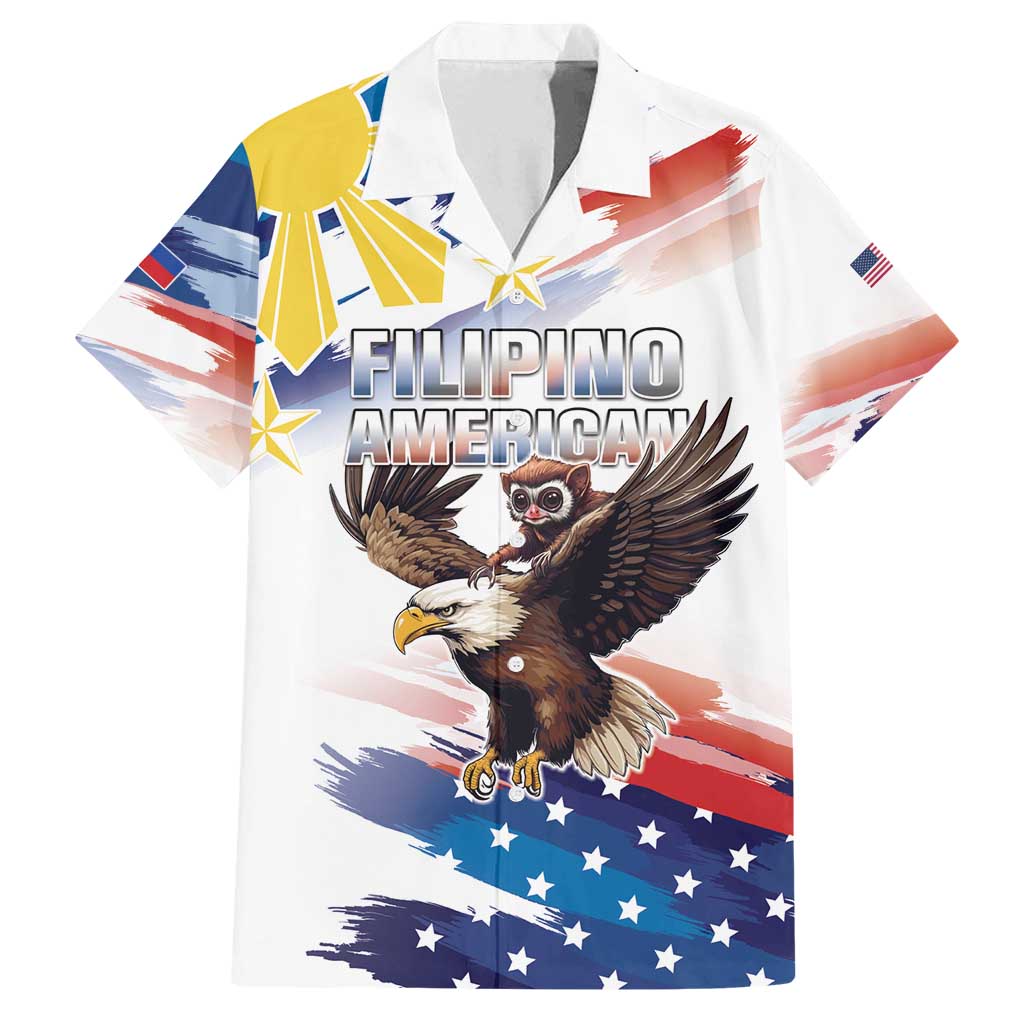 Filipino American History Month Family Matching Long Sleeve Bodycon Dress and Hawaiian Shirt Bald Eagle Tarsier Together LT05 Dad's Shirt - Short Sleeve White - Polynesian Pride