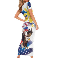 Filipino American History Month Family Matching Short Sleeve Bodycon Dress and Hawaiian Shirt Bald Eagle Tarsier Together LT05 - Polynesian Pride