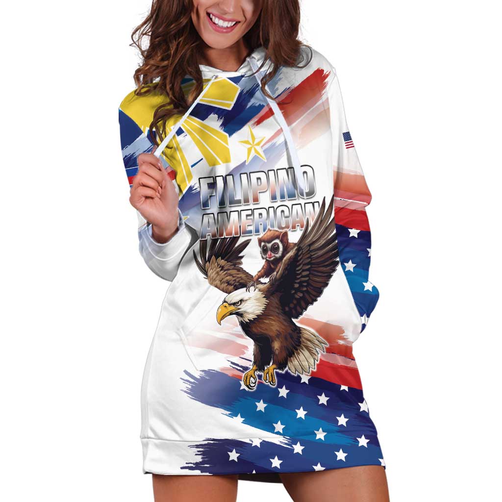 Filipino American History Month Hoodie Dress Bald Eagle Tarsier Together