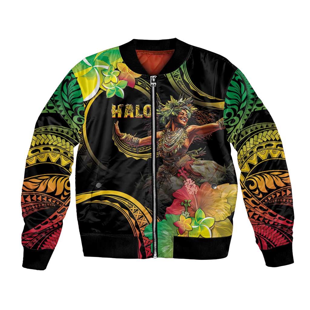 Halo Vanuatu Bomber Jacket Beautiful Woman Dancing LT05 Unisex Black - Polynesian Pride