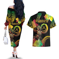 Halo Vanuatu Couples Matching Off The Shoulder Long Sleeve Dress and Hawaiian Shirt Beautiful Woman Dancing