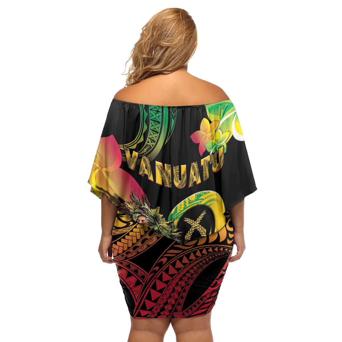 Halo Vanuatu Family Matching Off Shoulder Short Dress and Hawaiian Shirt Beautiful Woman Dancing