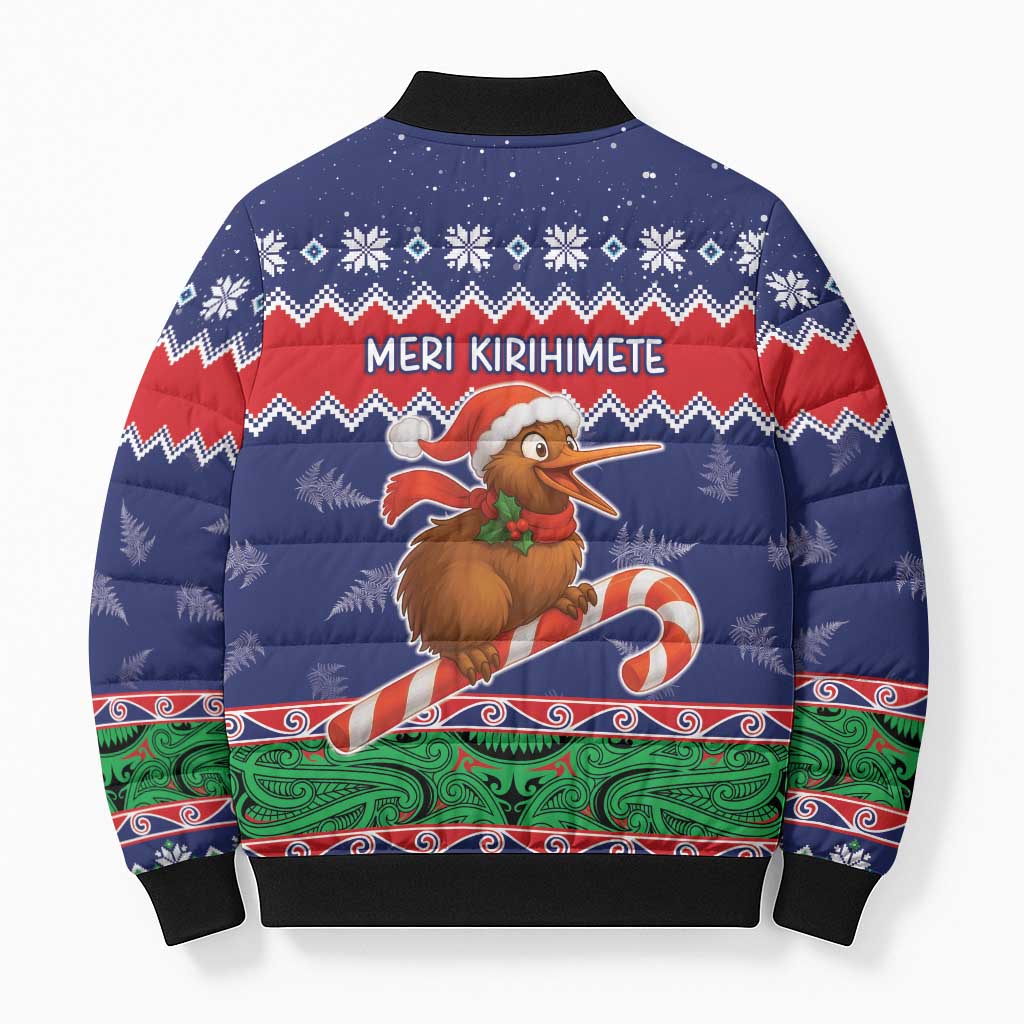 New Zealand Christmas Bomber Puffer Jacket Kiwi-sh You A Merry Christmas - Polynesian Pride