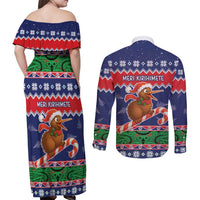 New Zealand Christmas Couples Matching Off Shoulder Maxi Dress and Long Sleeve Button Shirt Kiwi-sh You A Merry Christmas - Polynesian Pride