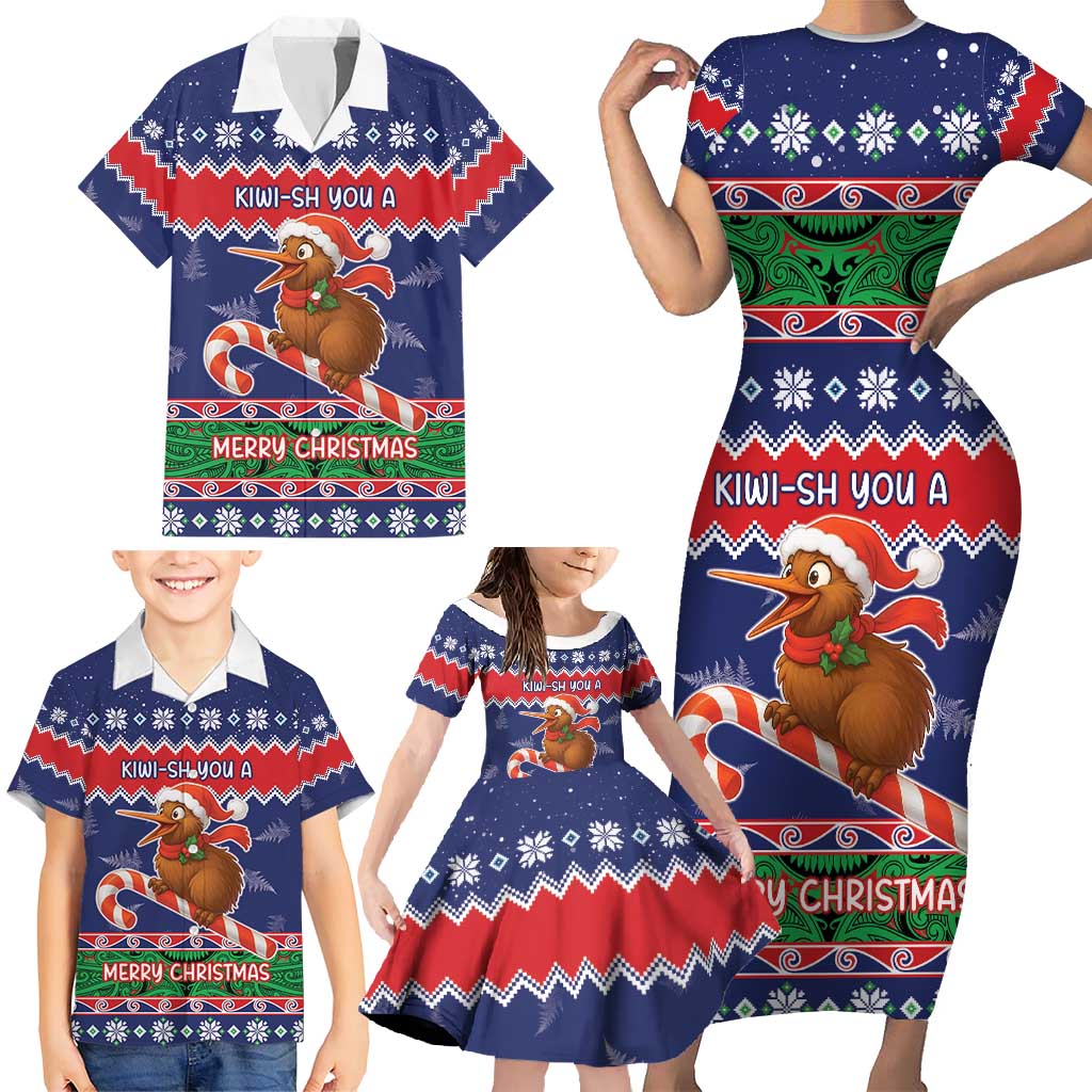 New Zealand Christmas Family Matching Short Sleeve Bodycon Dress and Hawaiian Shirt Kiwi-sh You A Merry Christmas - Polynesian Pride