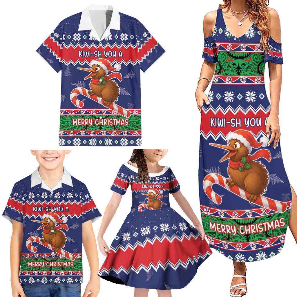 New Zealand Christmas Family Matching Summer Maxi Dress and Hawaiian Shirt Kiwi-sh You A Merry Christmas - Polynesian Pride