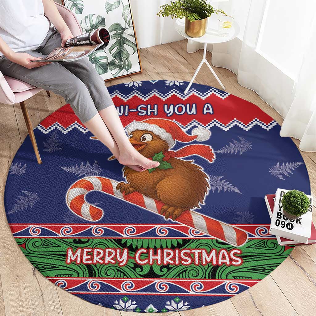 New Zealand Christmas Round Carpet Kiwi-sh You A Merry Christmas - Polynesian Pride