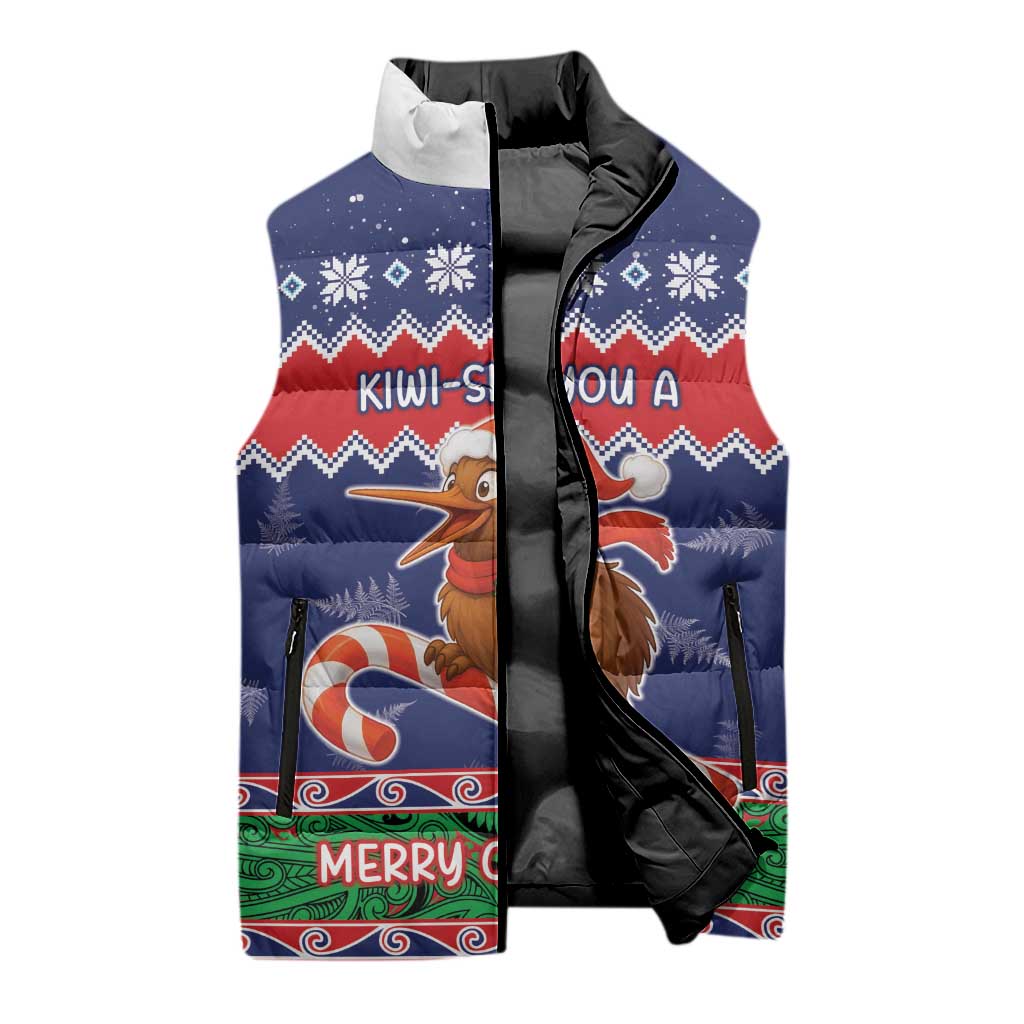 New Zealand Christmas Sleeveless Puffer Jacket Kiwi-sh You A Merry Christmas - Polynesian Pride