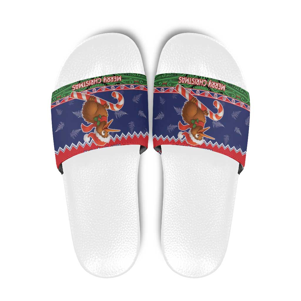 New Zealand Christmas Slide Sandals Kiwi-sh You A Merry Christmas - Polynesian Pride