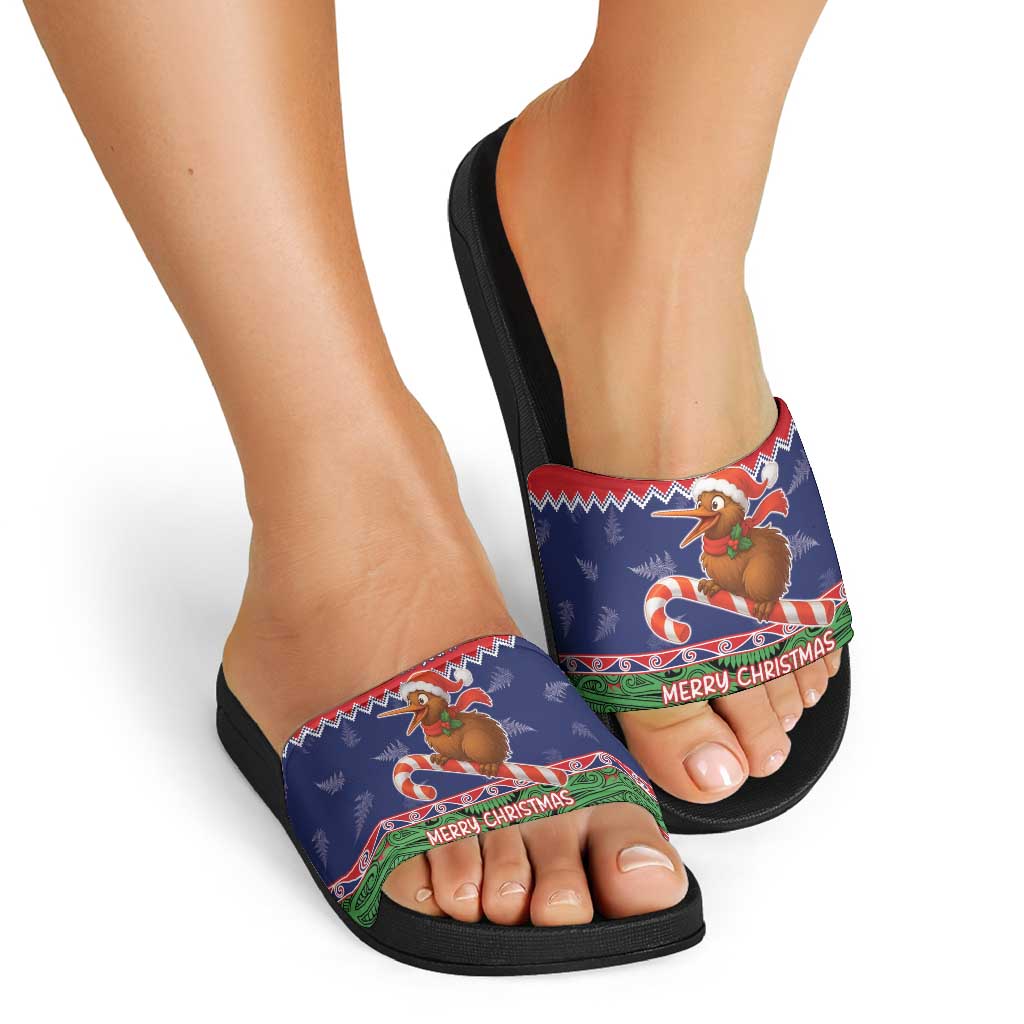 New Zealand Christmas Slide Sandals Kiwi-sh You A Merry Christmas - Polynesian Pride