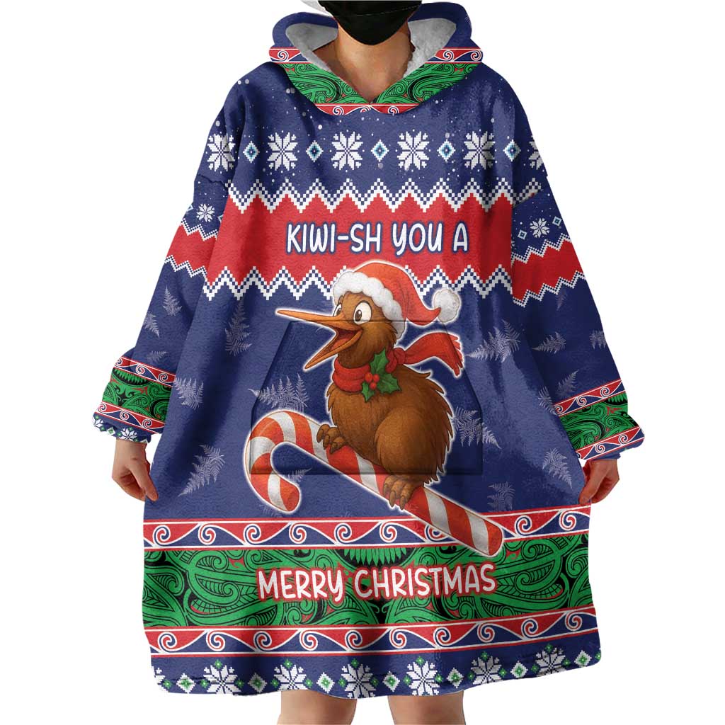 New Zealand Christmas Wearable Blanket Hoodie Kiwi-sh You A Merry Christmas - Polynesian Pride