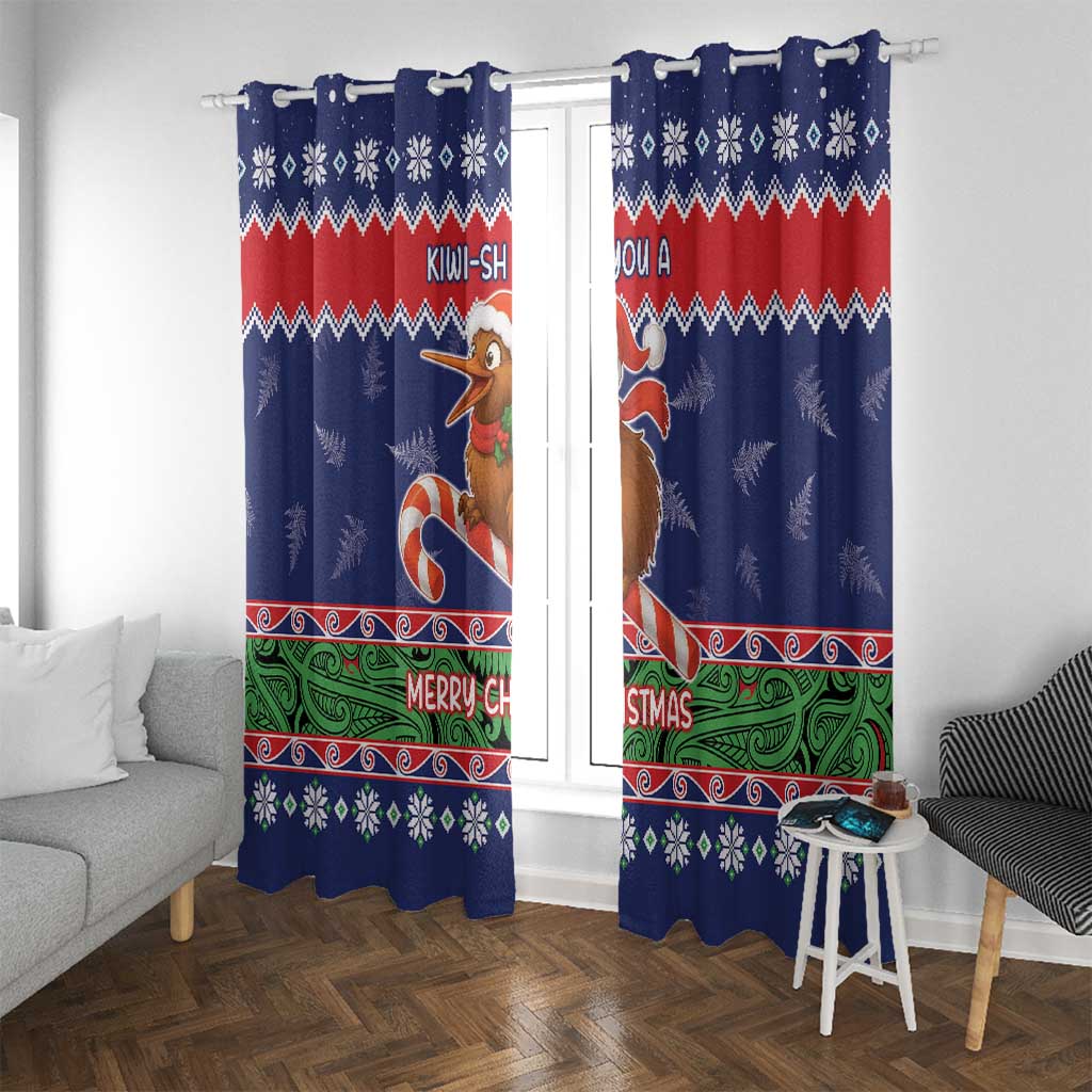 New Zealand Christmas Window Curtain Kiwi-sh You A Merry Christmas - Polynesian Pride
