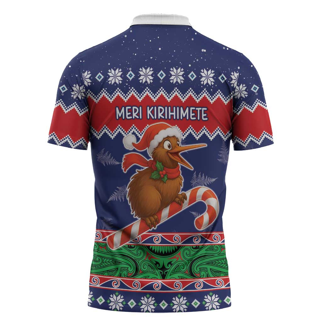 New Zealand Christmas Zipper Polo Shirt Kiwi-sh You A Merry Christmas - Polynesian Pride