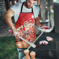 Hawaii Funny Christmas Apron Santa Surfing With Tapa Pattern - Polynesian Pride