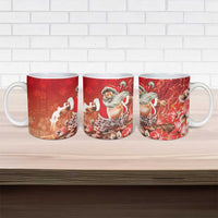 Hawaii Funny Christmas Ceramic Mug Santa Surfing With Tapa Pattern - Polynesian Pride