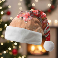 Hawaii Funny Christmas Santa Hat Santa Surfing With Tapa Pattern - Polynesian Pride