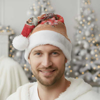 Hawaii Funny Christmas Santa Hat Santa Surfing With Tapa Pattern - Polynesian Pride