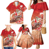Hawaii Funny Christmas Family Matching Mermaid Dress and Hawaiian Shirt Santa Surfing With Tapa Pattern LT05 - Polynesian Pride