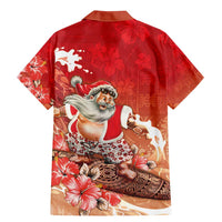 Hawaii Funny Christmas Family Matching Mermaid Dress and Hawaiian Shirt Santa Surfing With Tapa Pattern LT05 - Polynesian Pride