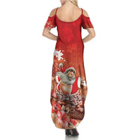 Hawaii Funny Christmas Family Matching Summer Maxi Dress and Hawaiian Shirt Santa Surfing With Tapa Pattern LT05 - Polynesian Pride
