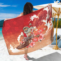 Hawaii Funny Christmas Sarong Santa Surfing With Tapa Pattern - Polynesian Pride