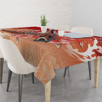 Hawaii Funny Christmas Tablecloth Santa Surfing With Tapa Pattern - Polynesian Pride