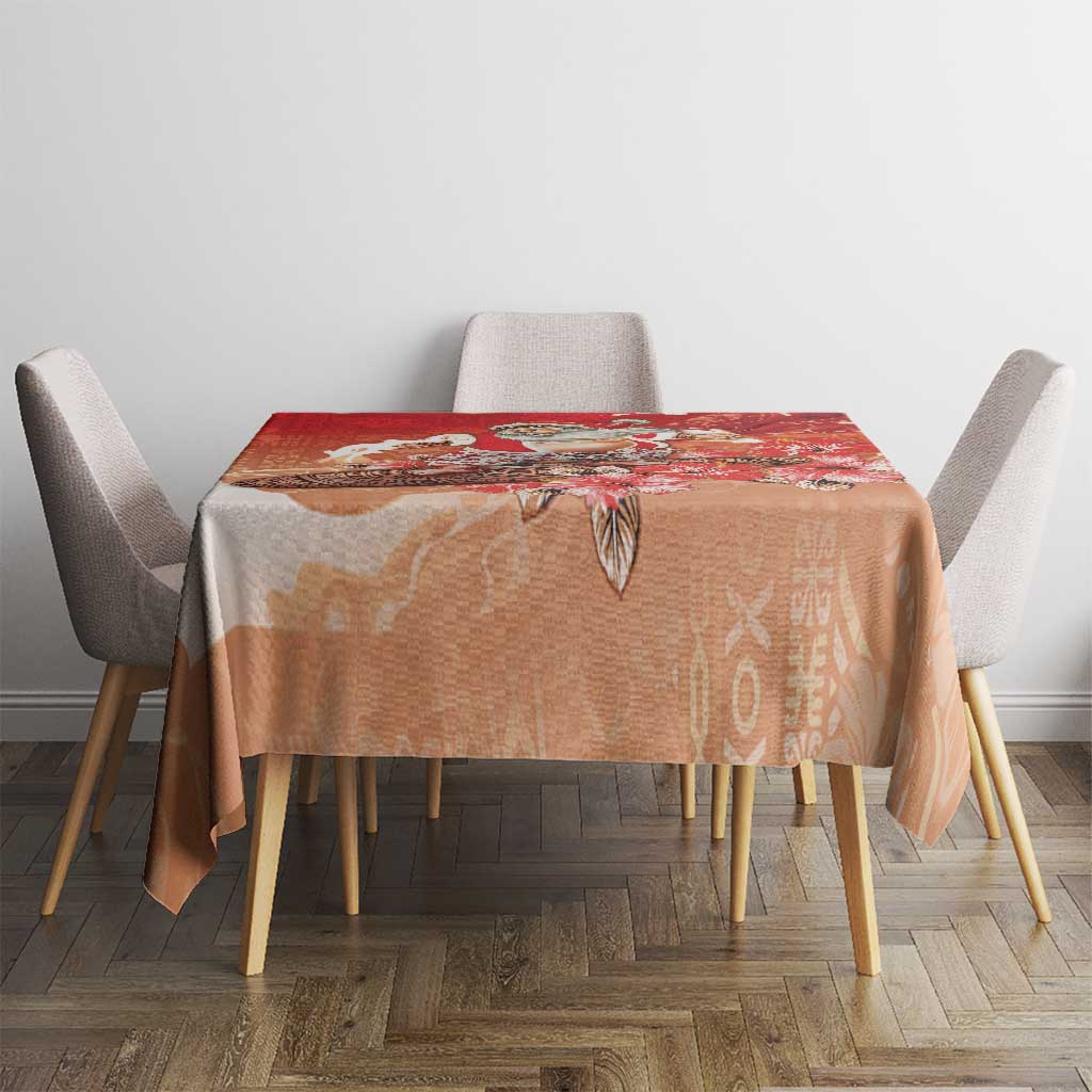 Hawaii Funny Christmas Tablecloth Santa Surfing With Tapa Pattern - Polynesian Pride