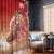 Hawaii Funny Christmas Window Curtain Santa Surfing With Tapa Pattern - Polynesian Pride