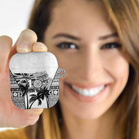 Fiji Day 2026 AirPods Case Masi Tapa Pattern With Palm Tree White Version LT05 - Polynesian Pride