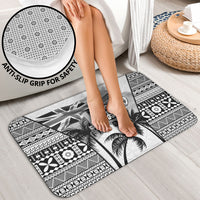 Fiji Day 2026 Bathroom Set Masi Tapa Pattern With Palm Tree White Version LT05 - Polynesian Pride