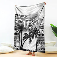 Fiji Day 2026 Blanket Masi Tapa Pattern With Palm Tree White Version LT05 - Polynesian Pride