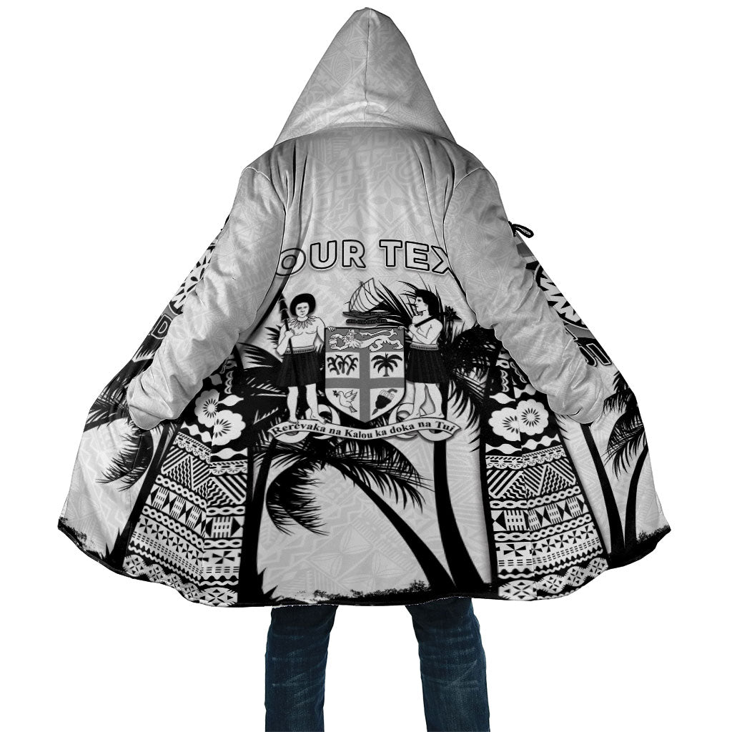Personalised Fiji Day 2026 Cloak Masi Tapa Pattern With Palm Tree White Version LT05 Unisex White - Polynesian Pride