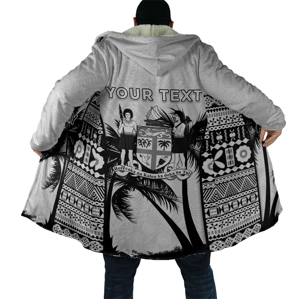 Personalised Fiji Day 2026 Cloak Masi Tapa Pattern With Palm Tree White Version LT05 - Polynesian Pride