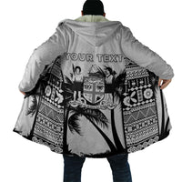 Personalised Fiji Day 2026 Cloak Masi Tapa Pattern With Palm Tree White Version LT05 - Polynesian Pride