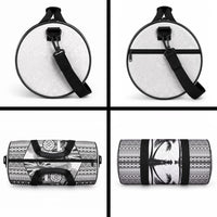 Fiji Day 2026 Duffle Bag Masi Tapa Pattern With Palm Tree White Version LT05 - Polynesian Pride