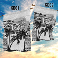 Fiji Day 2026 Garden Flag Masi Tapa Pattern With Palm Tree White Version LT05 - Polynesian Pride
