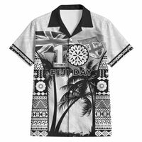 Personalised Fiji Day 2026 Hawaiian Shirt Masi Tapa Pattern With Palm Tree White Version LT05 White - Polynesian Pride