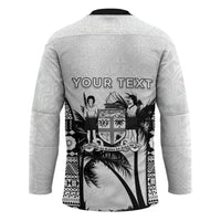 Personalised Fiji Day 2026 Hockey Jersey Masi Tapa Pattern With Palm Tree White Version LT05 - Polynesian Pride